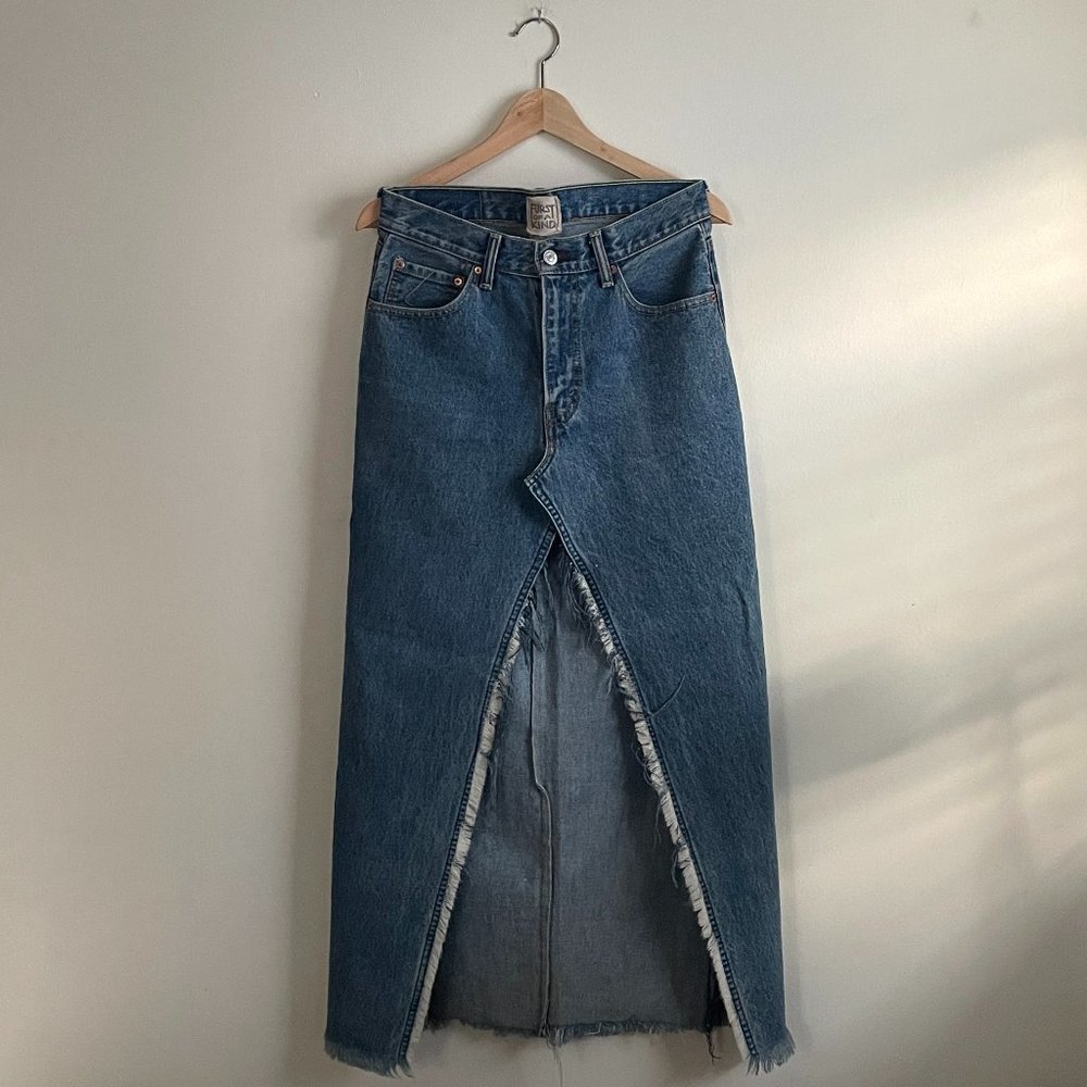 LF Blue Denim Maxi Skirt
